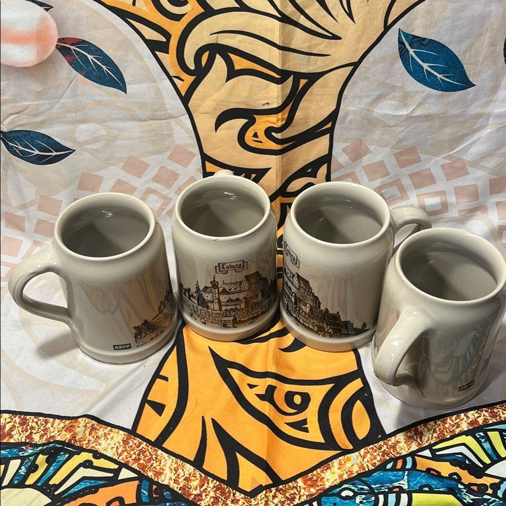 Vintage German Beer Mugs – Set of 4 (0.5L) – Coburg Bavaria | Royal Bavaria KAPP